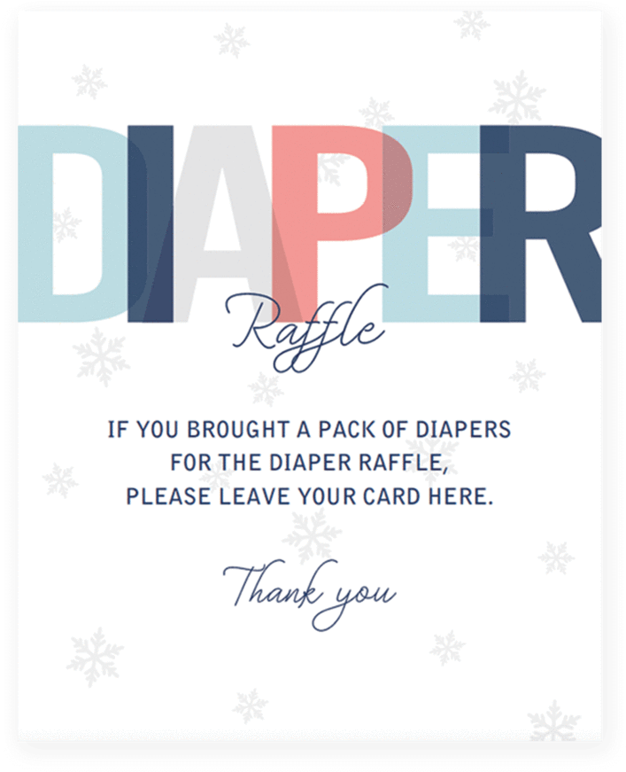Obtain Blue Wintertime Boy or girl Shower Indication For Diaper Raffle graphic regarding Late Night Diapers Free Printable referred to as Down load Blue Winter season Little one Shower Signal For Diaper Raffle