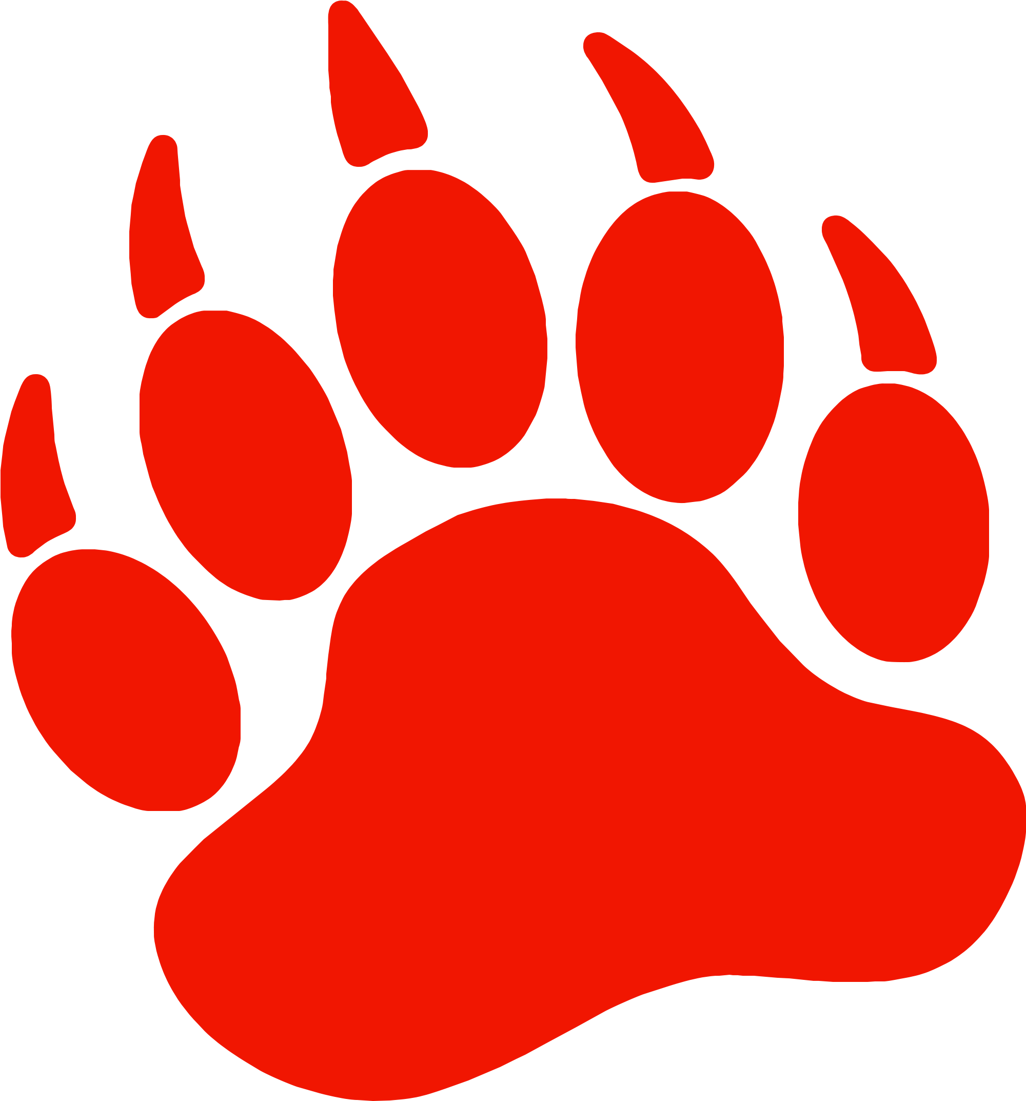 Bear Paw Dog Printing Clip Art - Red Bear Paw Print (2000x2145), Png Download