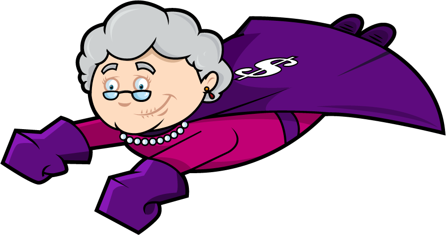 Flying Granny (902x475), Png Download