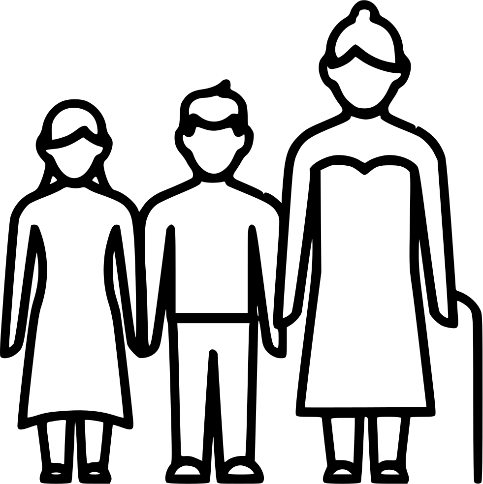 Grandma Grandchildren Comments - Mother Daughter Son Drawing (981x984), Png Download