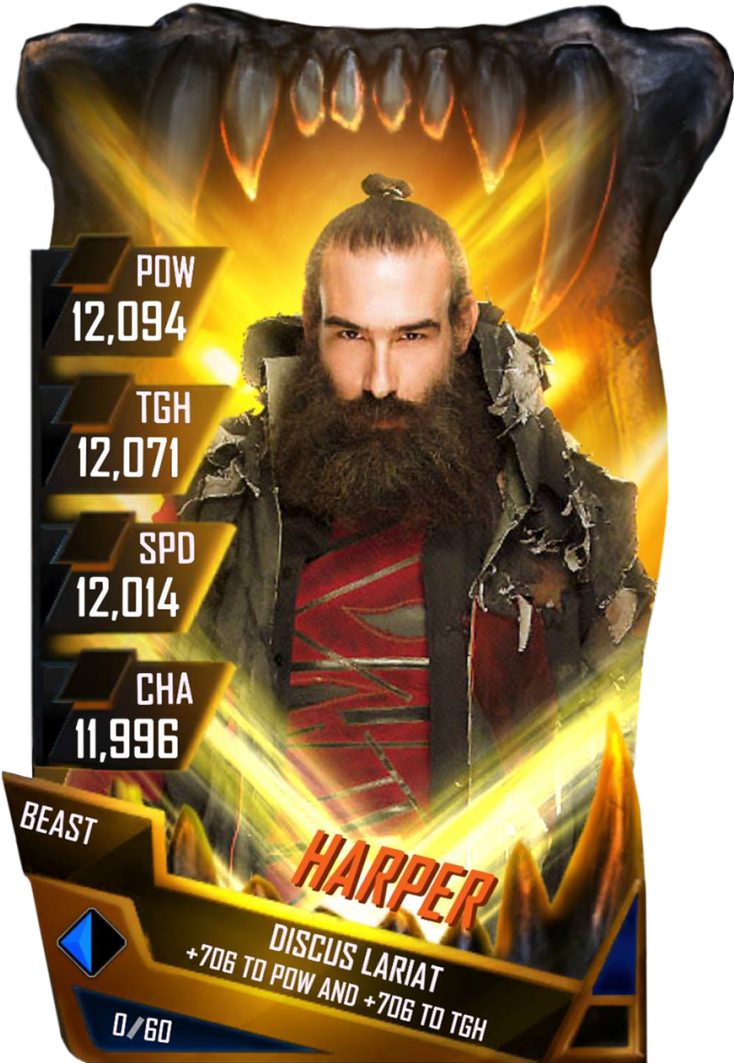 Harper S4 16 Beast Fusion - Wwe Supercard (733x1158), Png Download