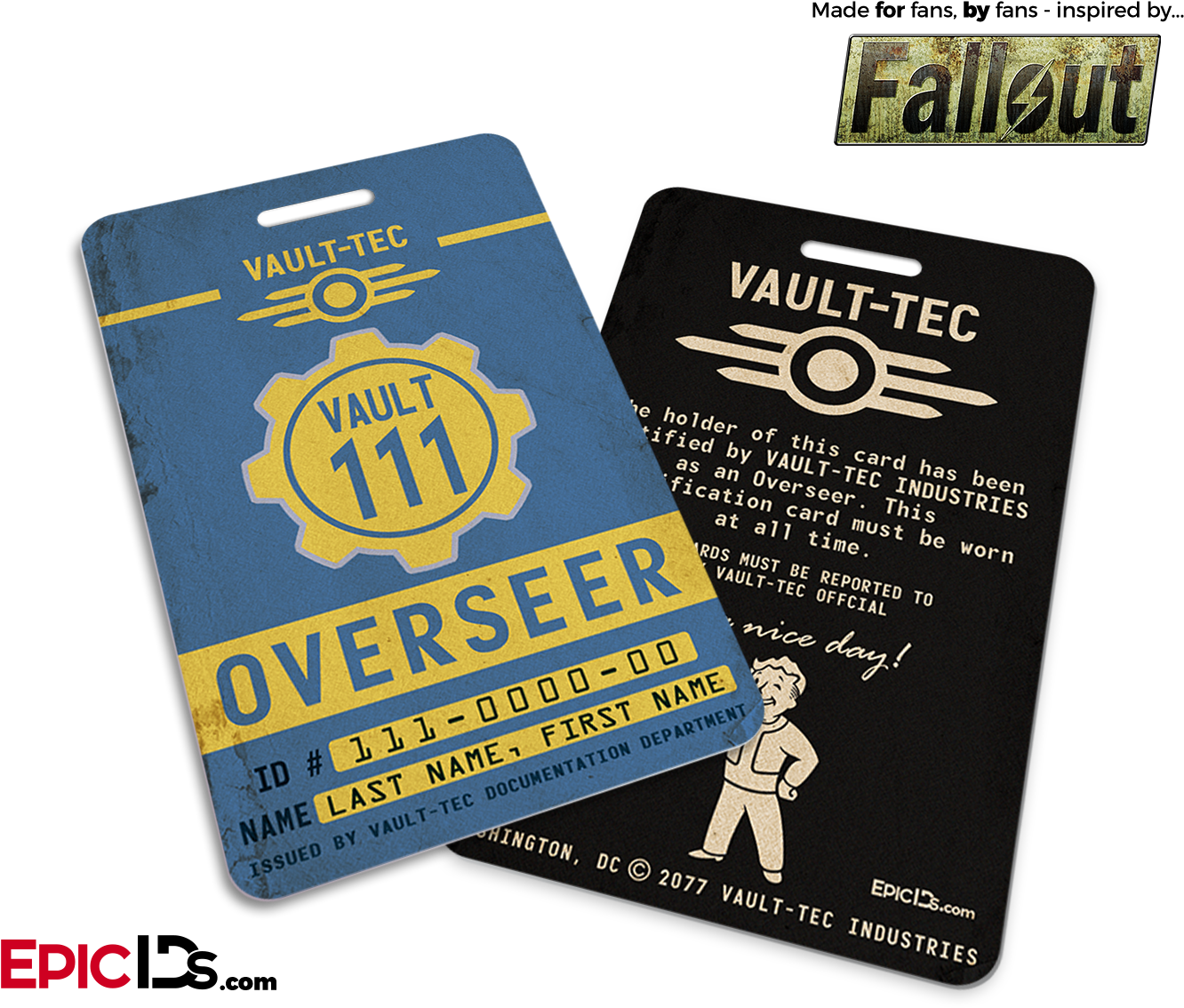 Overseer 'fallout' Cosplay Vault Id Badge [personalized] (1417x1181), Png Download