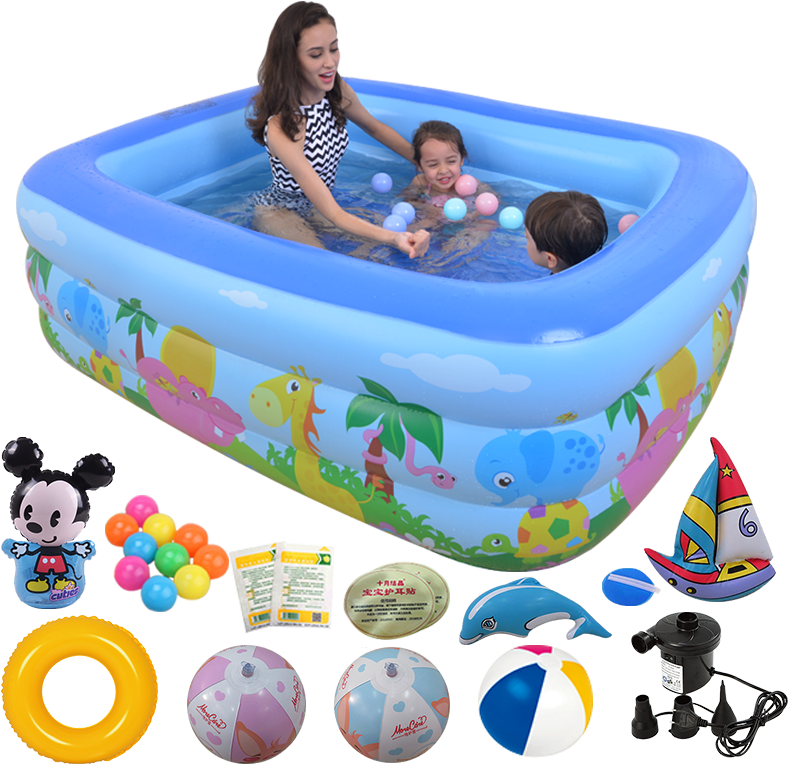 Baby Care Child Swimming Pool Rectangular Inflatable - Wehncke Elektro Luftpumpe 230 V (800x800), Png Download