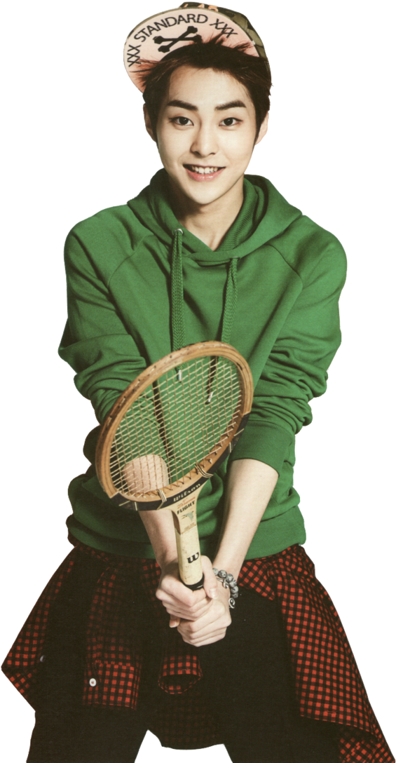 Xiumin Png - Kpop Idols Playing Badminton (1024x1134), Png Download