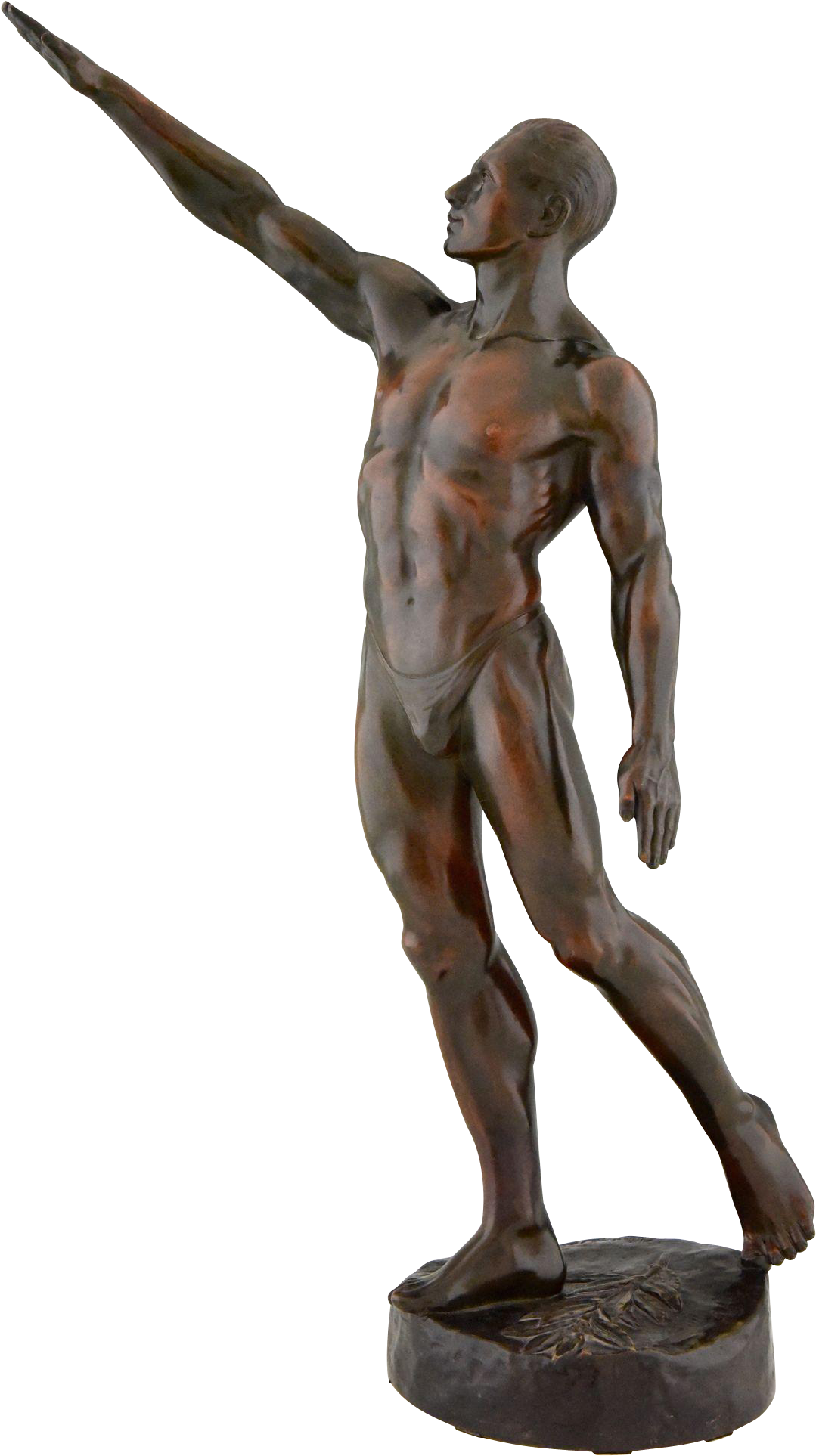Olympic Salute, Bronze Art Deco Sculpture Male Nude - Statue (1925x1925), Png Download