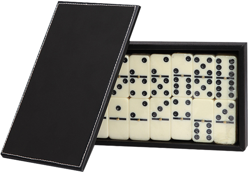 Domino Set In Leather Box, Domino Set In Leather Box - Dominoes (1000x1000), Png Download