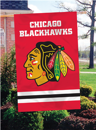 Chicago Blackhawks Applique Banner Flag - Atlanta Hawks Nba Applique Banner Flag (44x28) (434x434), Png Download