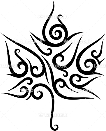 Tribal Clipart Leaves - Maple Leaf Tribal Tattoo (364x450), Png Download