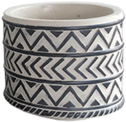 Pot White W Grey Tribal Pattern Sml 12cm - Home Coach (500x500), Png Download