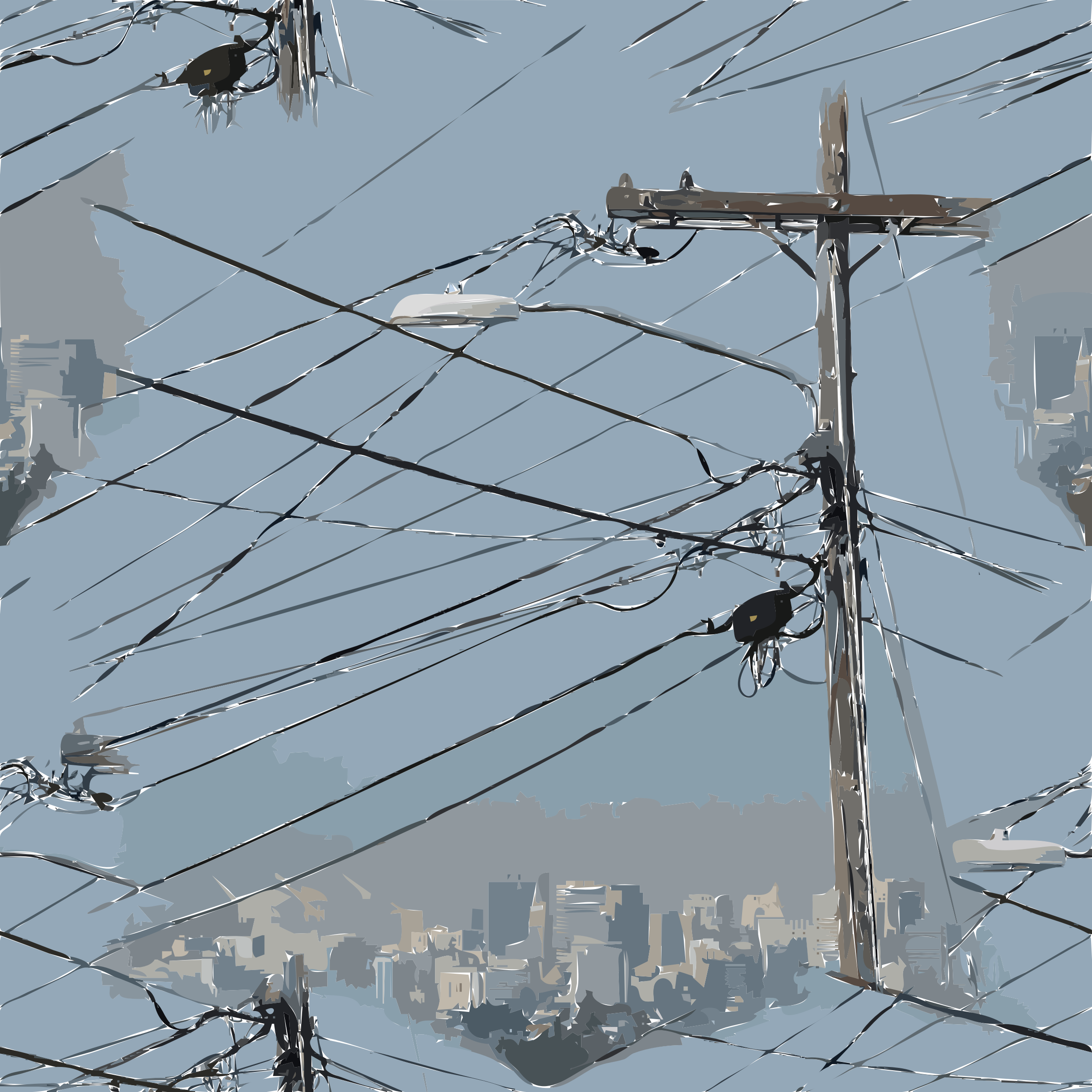 This Free Icons Png Design Of Power Lines City Skyline (2400x2400), Png Download