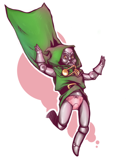 Chibi Doctor Doom Wearing His Tunic And A Diaper - Cartoon (500x555), Png Download