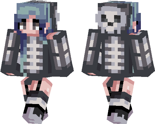 Skeleton Girl Mc Skin (538x437), Png Download
