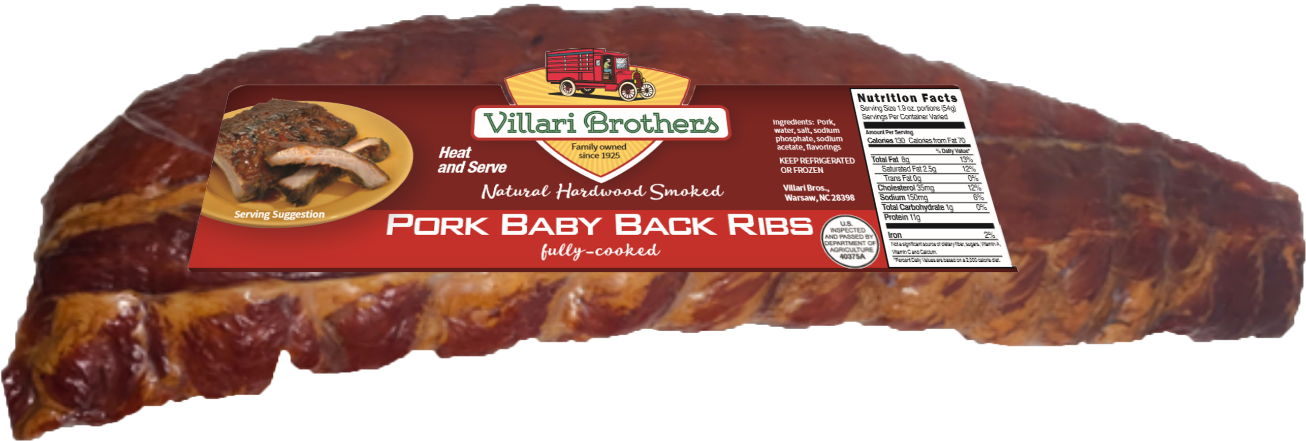 Smoked Pork Baby Back Ribs Label On (2832x1865), Png Download