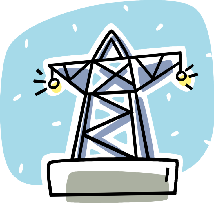 Vector Illustration Of Transmission Tower Carries Electrical (738x700), Png Download