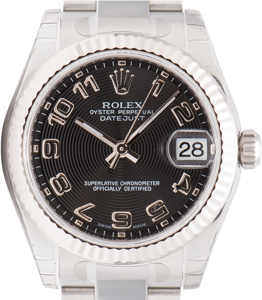 Rolex Lady Datejust 31mm Steel Black Concentric Circle - Rolex President Datejust 79178 18k Gold Champagne Dial (600x600), Png Download