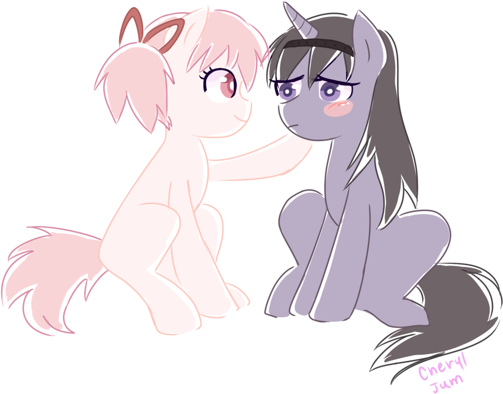Cheryl-jum, Blushing, Crossover, Homura Akemi, Madoka - Madoka Pony (1069x1024), Png Download