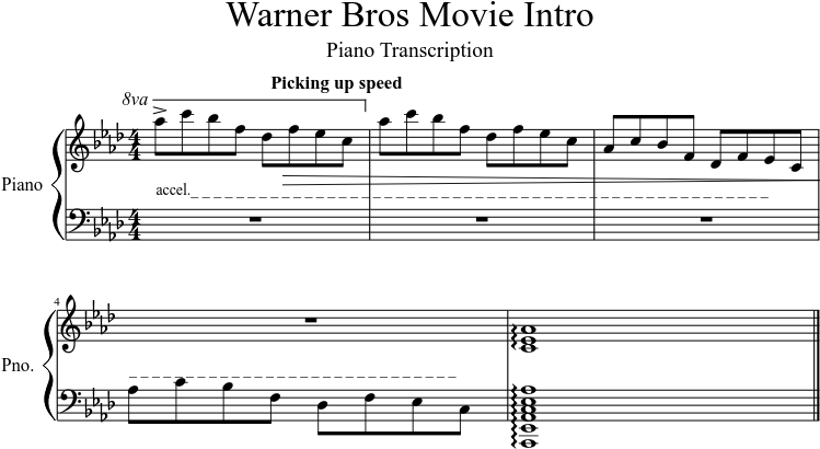 Download Warner Bros Movie Intro Partition Piano Numb Linkin Park Png Image With No Background Pngkey Com