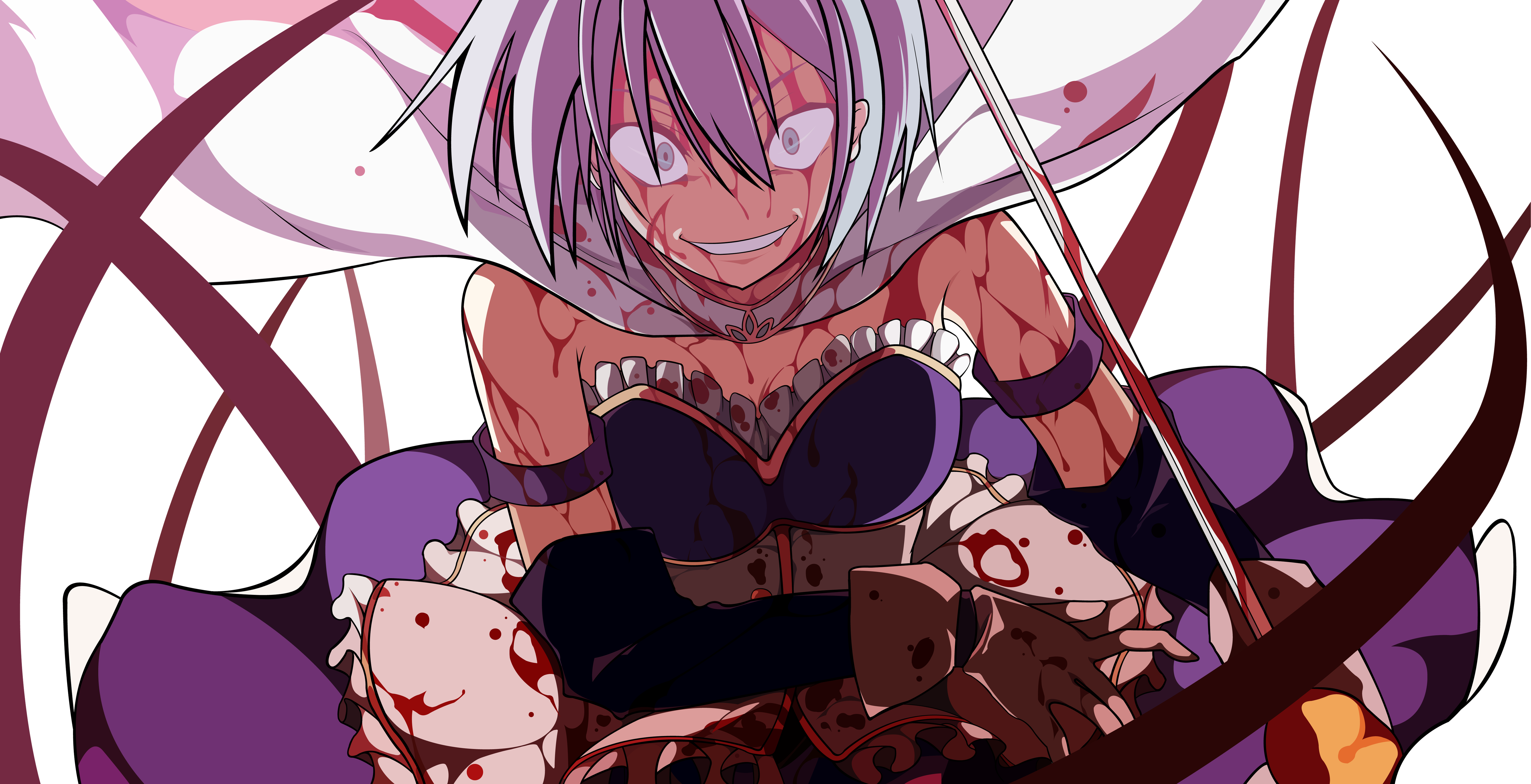 Download Png - Psycho Anime Blood Girl (7000x3586), Png Download