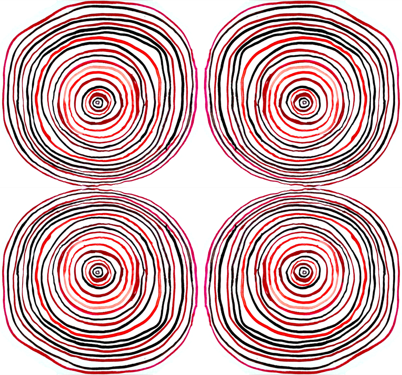 Concentric Circles Red Orange Watercolor Fabric - Enero Kółka Do Deskorolki (800x746), Png Download