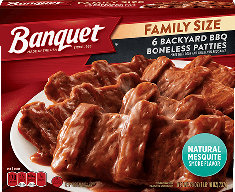 Family Size 6 Backyard Bbq Boneless Patties - Banquet Salisbury Steak Family Size (500x500), Png Download