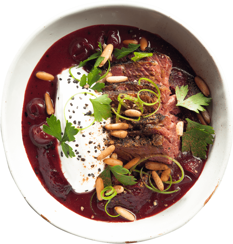 Beetroot And Sour Cherry Soup With Perfumed Short Ribs - Asian Soups (809x817), Png Download
