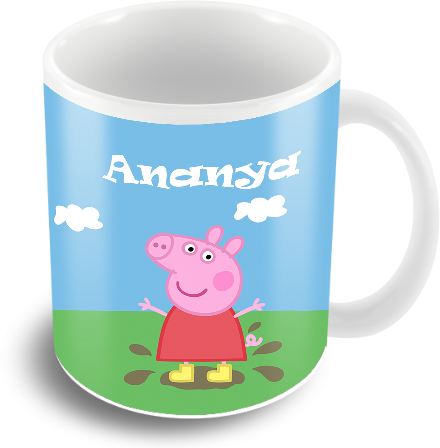 Funcart Peppa Pig Ceramic Coffee Mug - Peppa Pig Front Front (1500x1500), Png Download