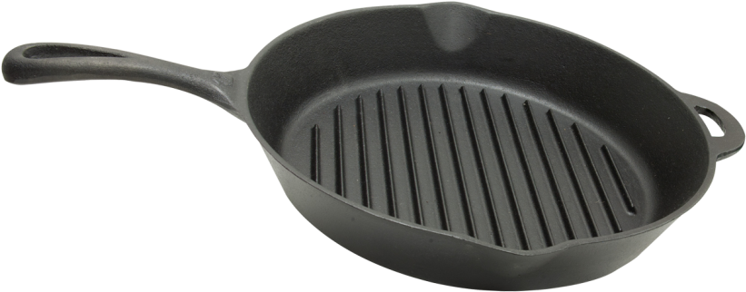 12″ Seasonned Cast Iron Skillet With Ribs - Seasoning (1024x1024), Png Download