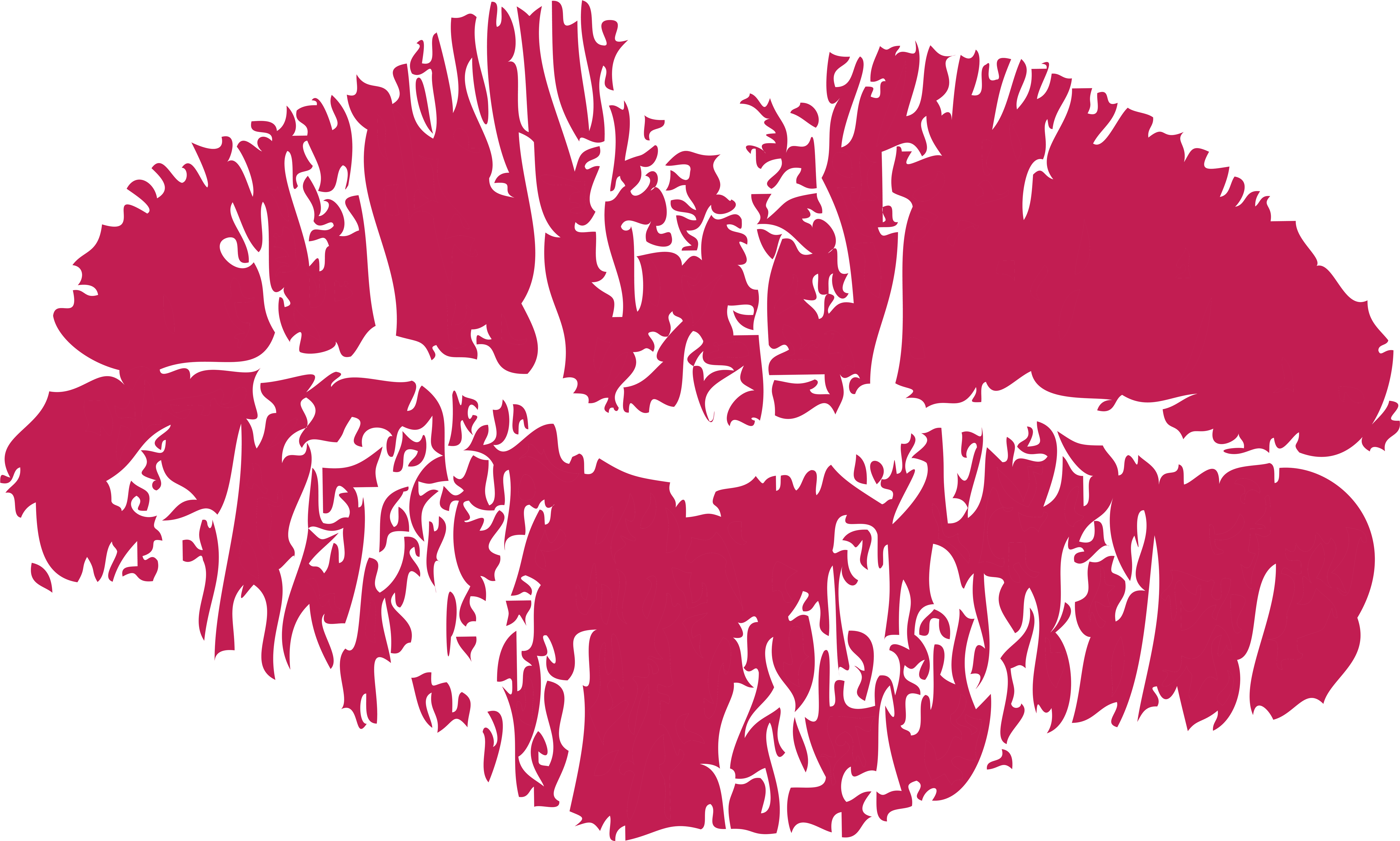 Kisses Clipart Transparent - Kiss Print Clip Art (7000x4204), Png Download