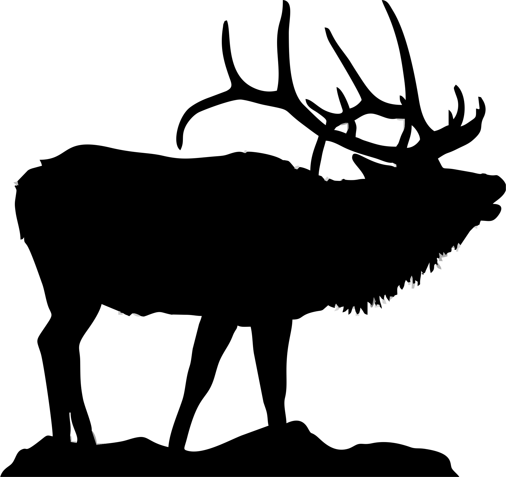Elk Clipart Elk Silhouette 8 Png - Elk Silhouette Clipart (1768x1667), Png Download