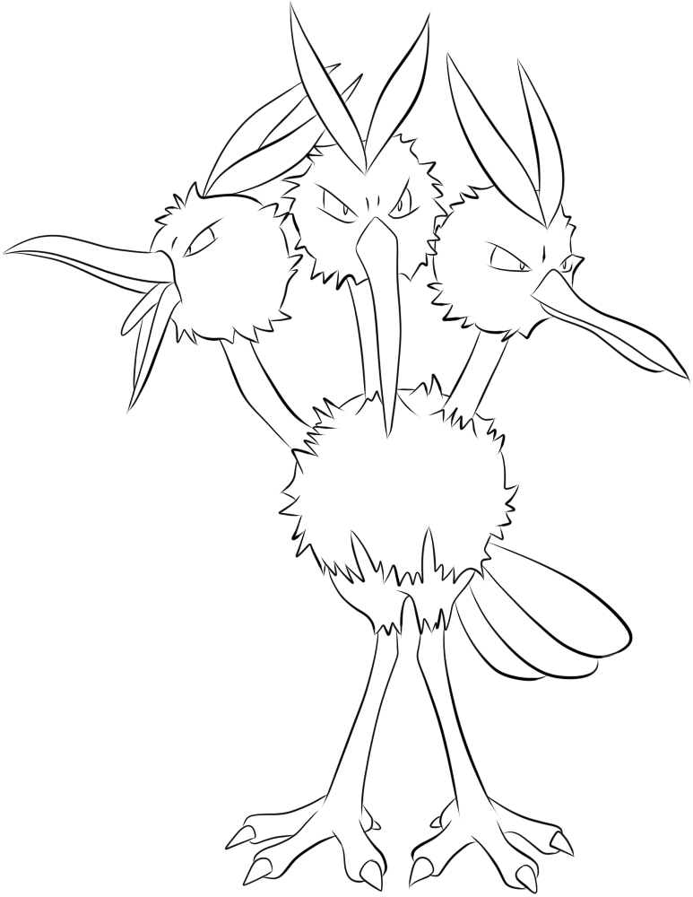 085 Dodrio Lineart By Lilly Gerbil On Lineart - Dodrio Lineart (773x1000), Png Download