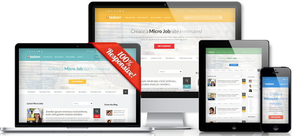 Taskerr Responsive Wordpress Micro Job Theme - Html Email Template Fiverr (588x273), Png Download