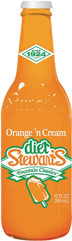Stewart's Diet Orange 'n Cream Soda - Diet Stewart's Orange 'n Cream, 12 Fl Oz Glass Bottles, (250x500), Png Download