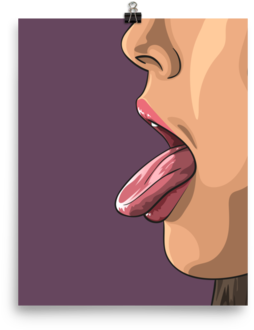 Printed Watercolour Hot Girl Poster Of A Sexy Woman - Tongue (480x480), Png Download