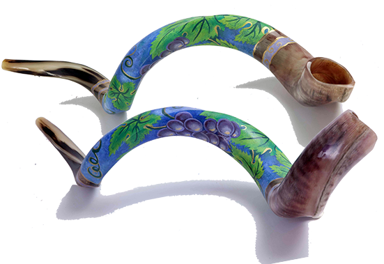 Hand Painted Kosher Yemenite Kudo ,kudu Horn Shofar - Shofar (570x379), Png Download