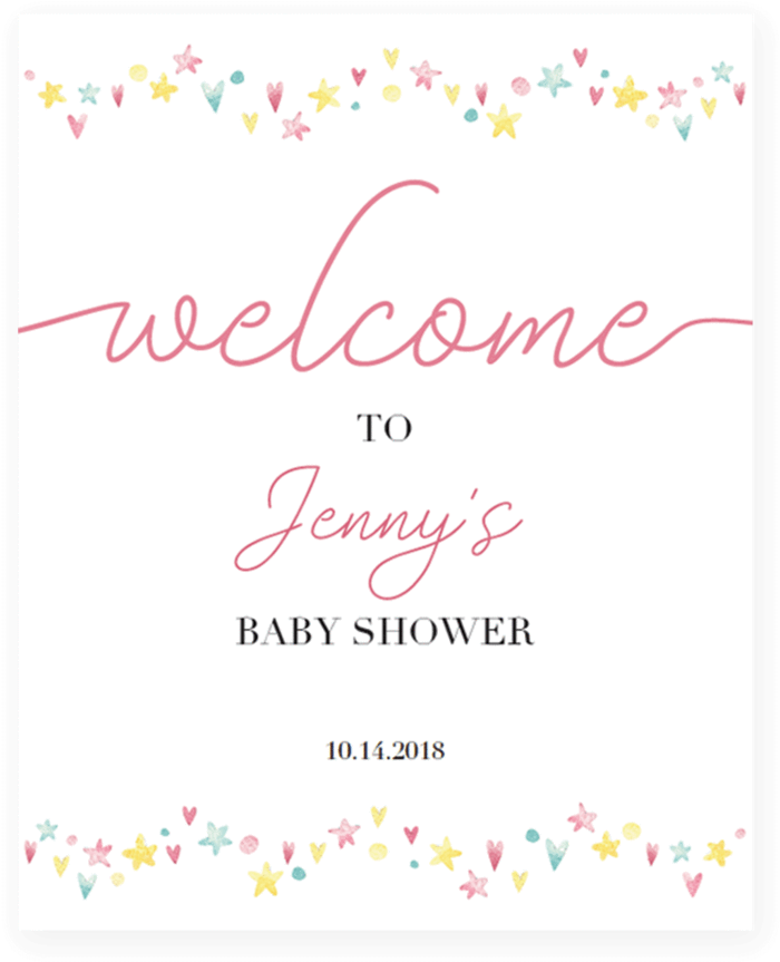 Personalized Welcome Sign For Pink Baby Shower By Littlesizzle - Baby Shower (819x1024), Png Download