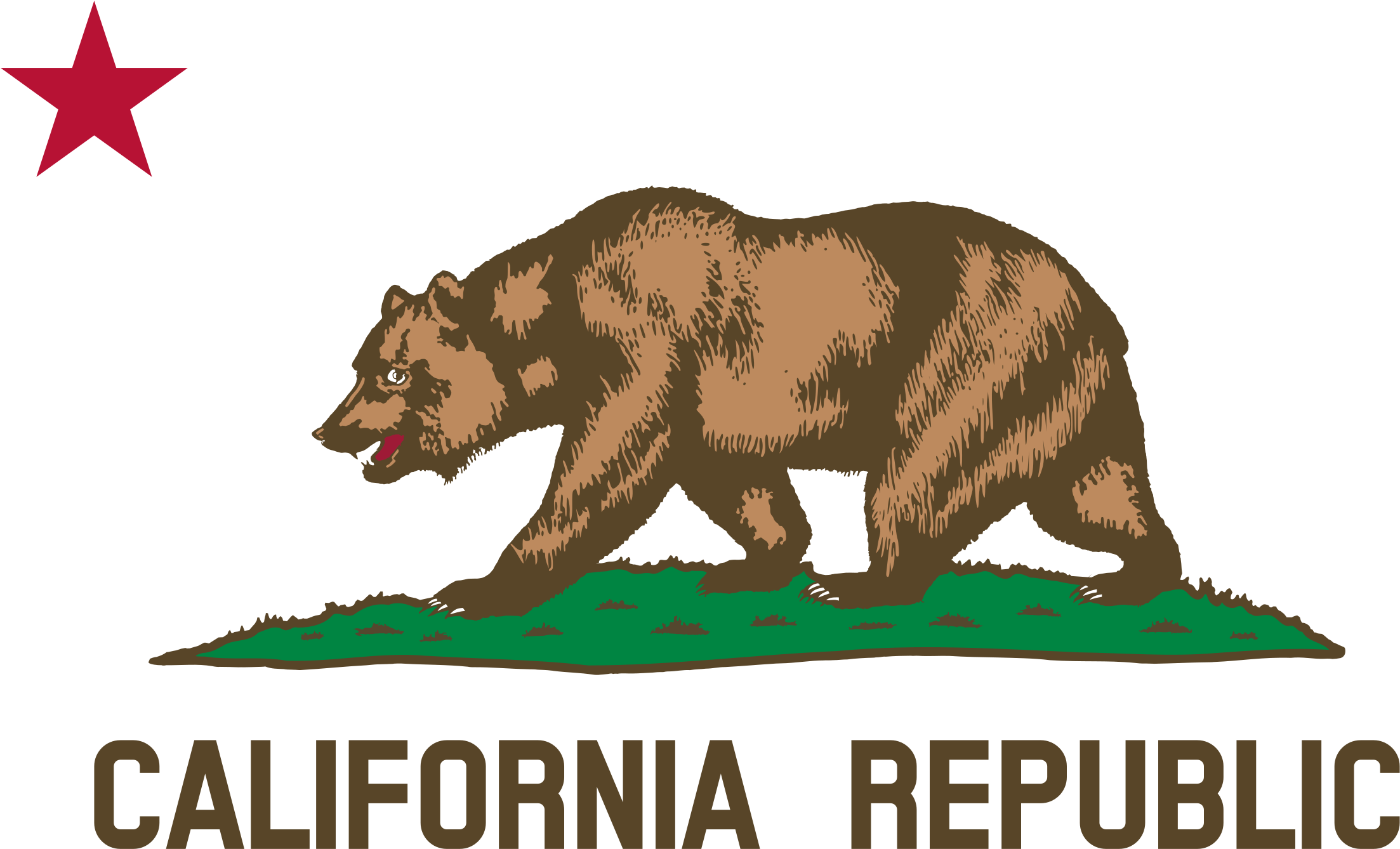California Flag Png - California State Flag Bear (2400x1371), Png Download