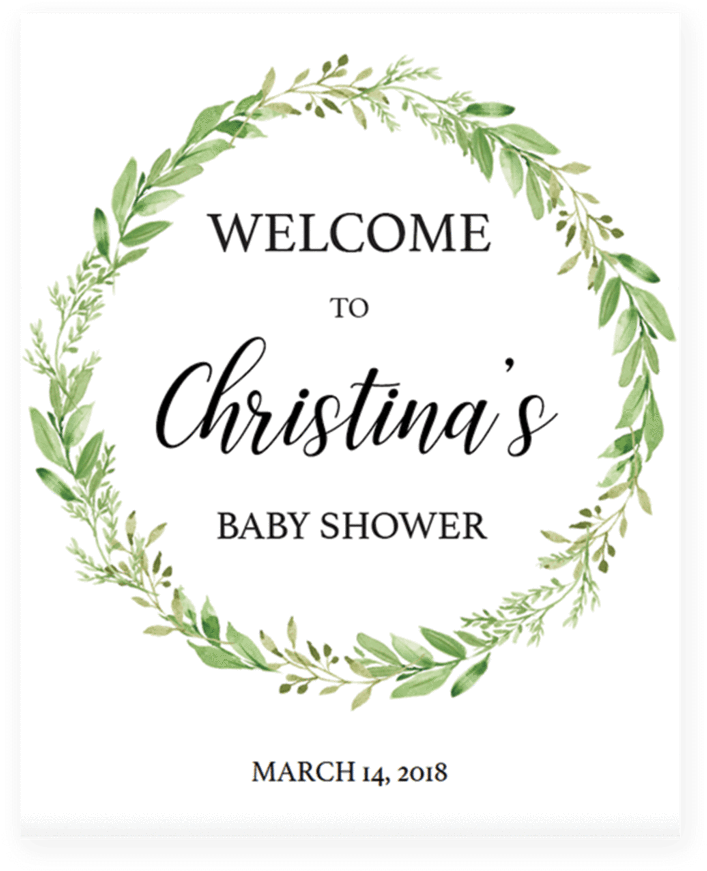 Green Wreath Welcome Sign Printable By Littlesizzle - Miniature Disc | Custom Name Necklace (819x1024), Png Download