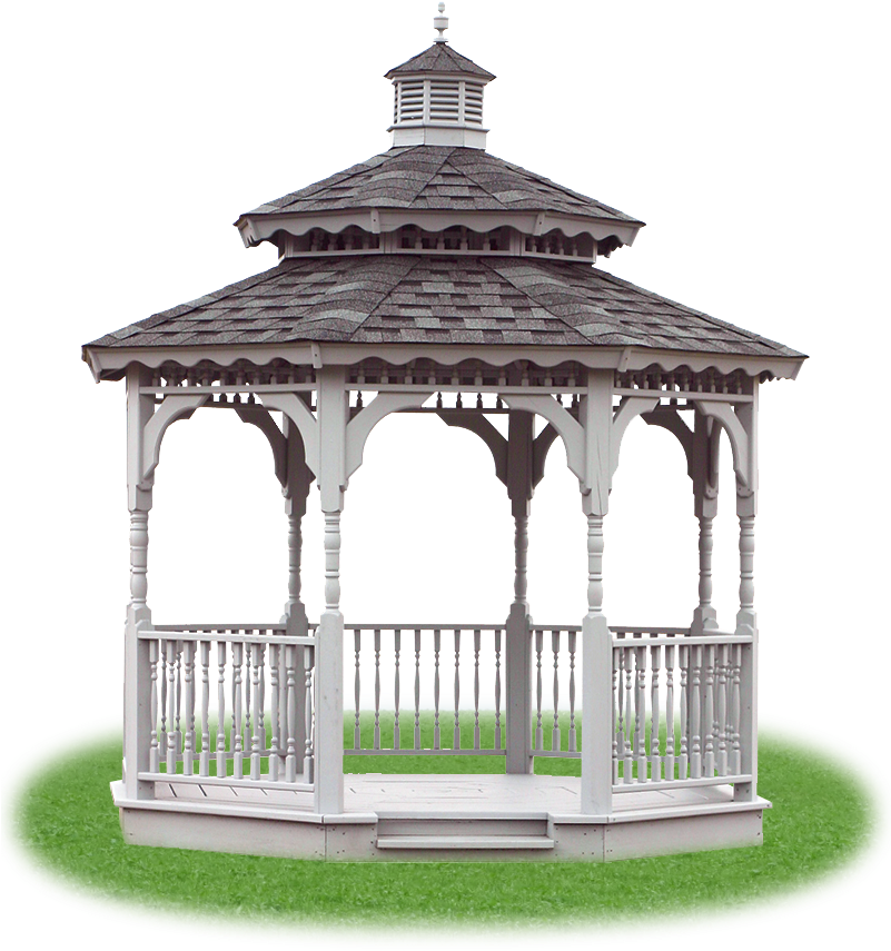 Open Wood Double Roof Octagon Gazebo From Pine Creek - Wooden Gazebo (800x882), Png Download
