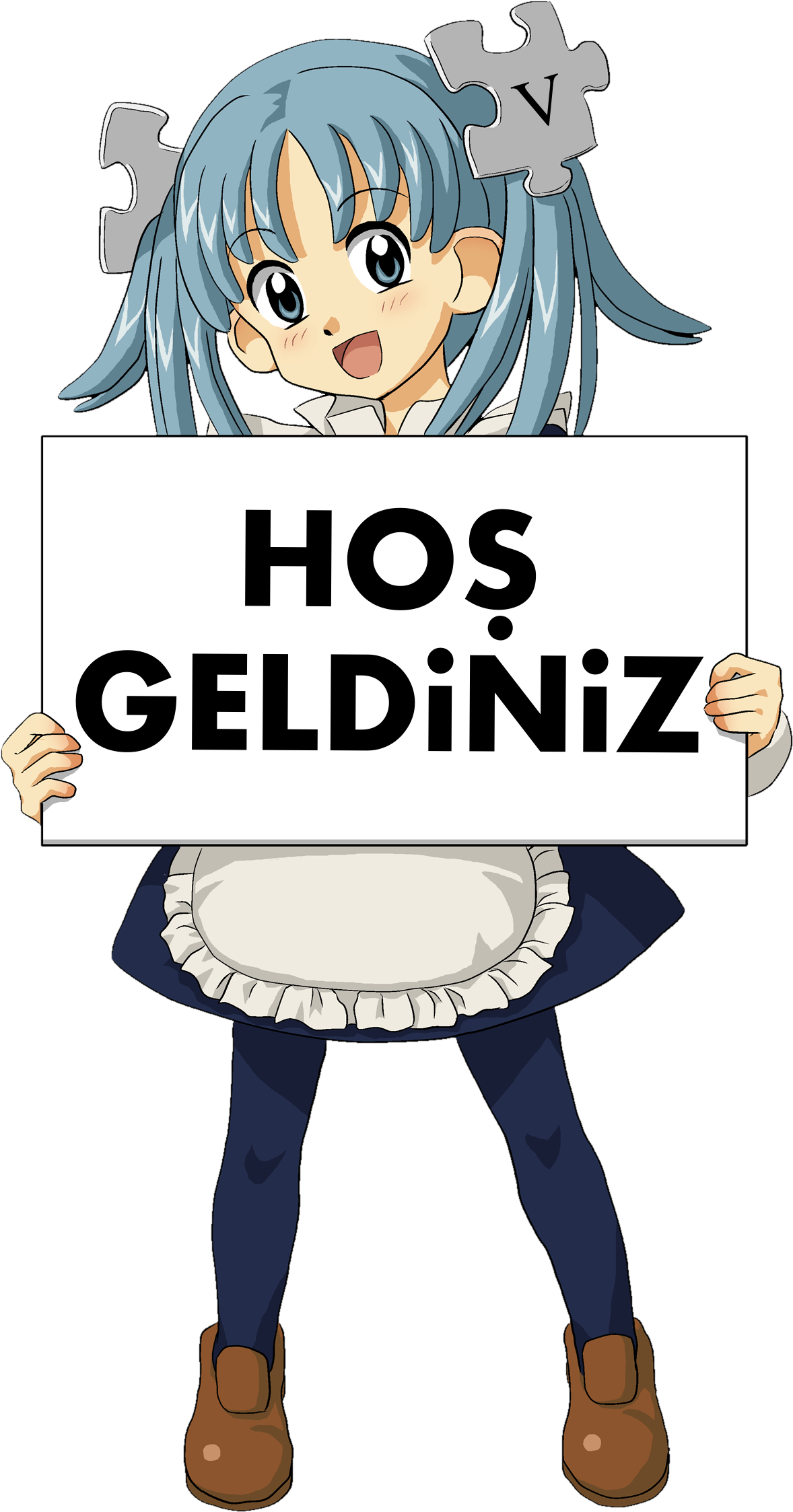 Wikipe Tan Holding A Welcome Sign Tr - Anime Girl Holding Sign (1190x2260), Png Download