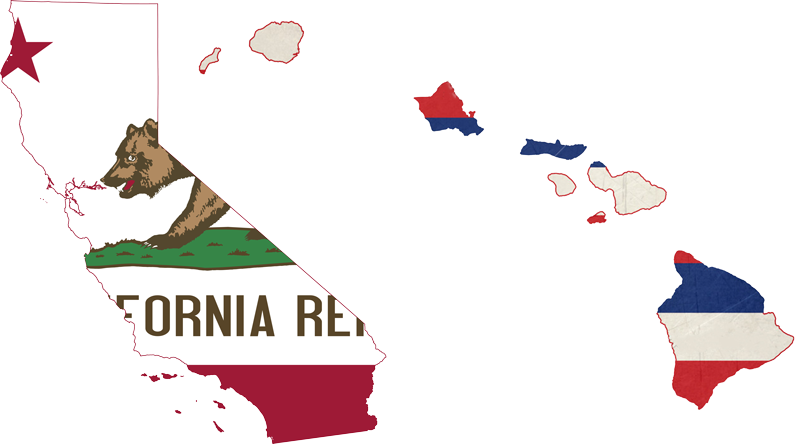Cali Hi Flag State - California And Hawaii Flag (800x444), Png Download