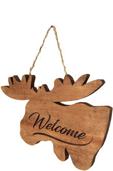 Wall Hanged Deer With Dark “welcome Sign” - Christmas Ornament (400x400), Png Download