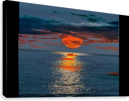 Red Moon Rising Canvas Print - Led-backlit Lcd Display (429x334), Png Download