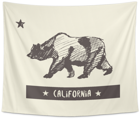 Wall Tapestry / California Republic State Flag / Vintage - California Republic Drawing (480x480), Png Download