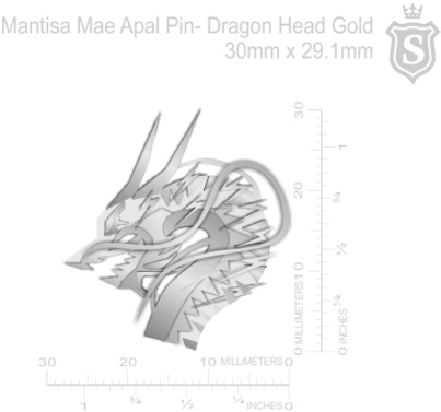 Mantisa Mae Apal Pin- Dragon Head Silver 30mm - Sketch (480x480), Png Download