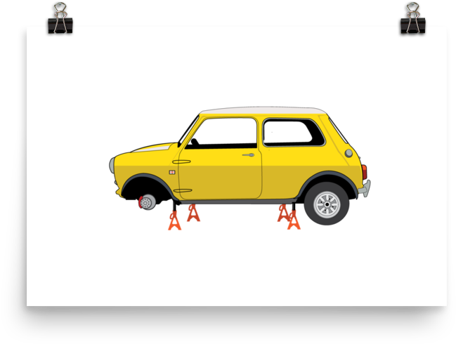 Illustrated Print - City Car (1000x1000), Png Download