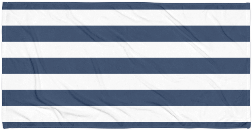 Navy Peony And White Stripes Beach Towel Blanket - Mat (1000x1000), Png Download