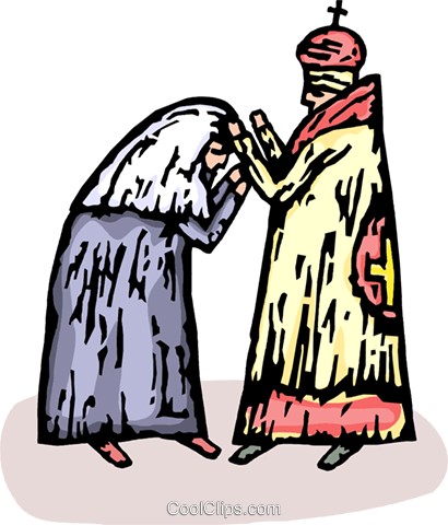 Priest Blessing A Woman Royalty Free Vector Clip Art - Clip Art (410x480), Png Download