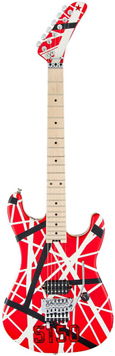 Evh Striped Series 5150 Red, Black, And White Stripes - Evh Striped Series 5150 Electric Guitar - Red/black/white (437x519), Png Download