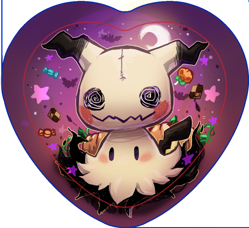 Mimikyu Heart Button - Cartoon (827x756), Png Download