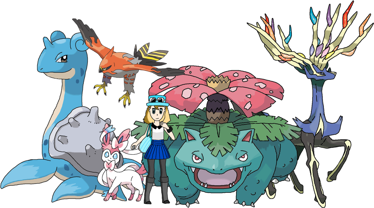 @lcnghandwrittennote Requested Me To Draw Her Team - Pokémon X [3ds Game] (1280x741), Png Download